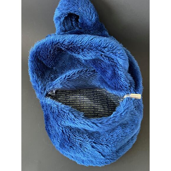 Vintage 90s United Colors of Benetton Blue Fuzzy Backpack - Rare main image 4